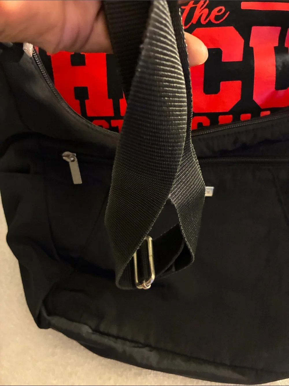 Baggallini Black hobo Crossbody Bag  blue lining